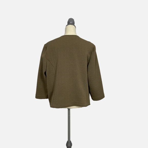 Chico’s Jacket Open Blazer Size 3 XL Chevron Taupe Neutral Classic Spring - Picture 3 of 12